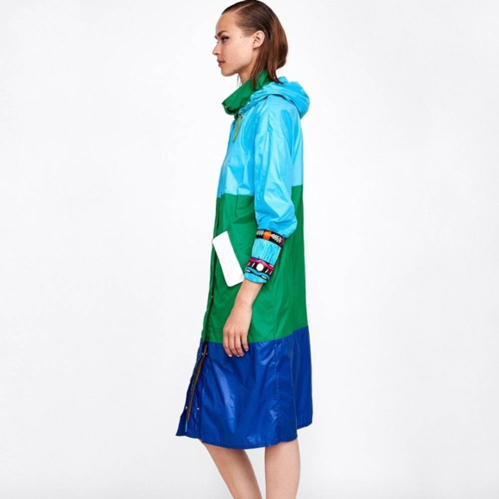 Zara Color Block Water Repellent Raincoat Large